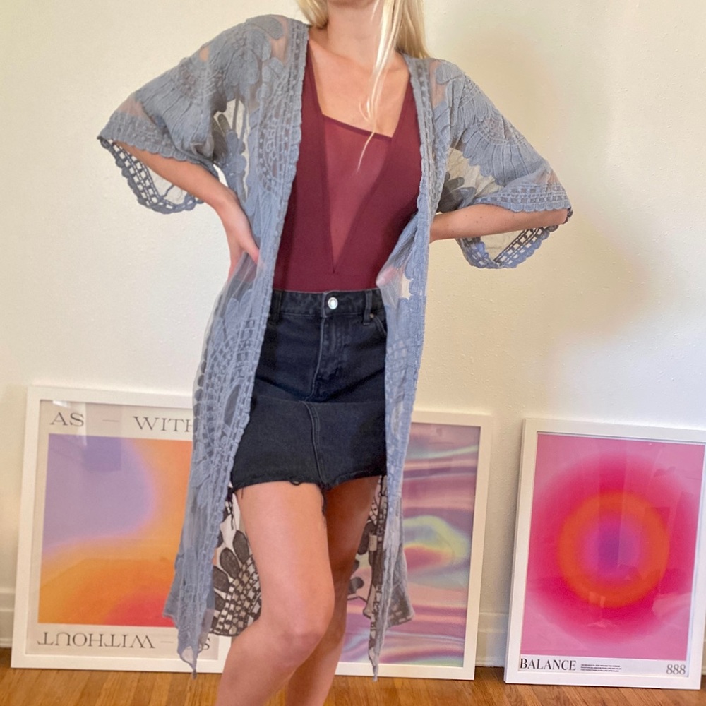 Blue Mesh Duster Jacket / Kimono